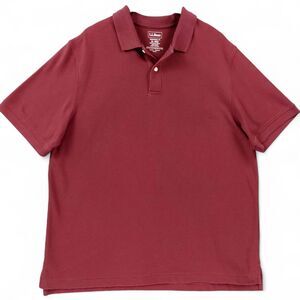 LL Bean Polo Shirt Mens XL Burgundy Traditional Fit Pique Short Sleeve Casual